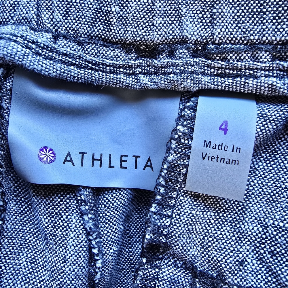 Athleta Linen Black Chambray Joggers Size 4 - Picture 9 of 13